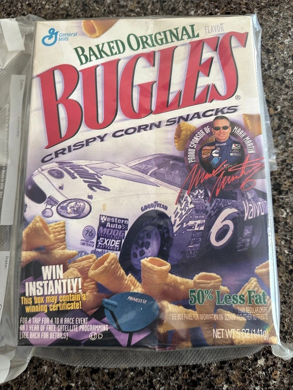 1999 General Mills Vintage Bugles Crispy Corn Snacks Mark Martin 9 1/2" Tall